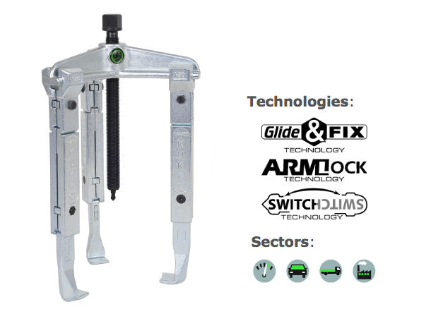30-10-2 Kukko 3-Arm Universal Puller with Extended Jaws 130x200mm