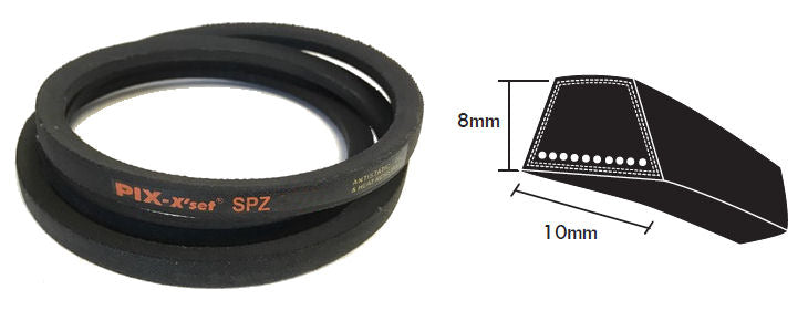 SPZ1000 PIX SPZ Section V Belt, 10mm Top Width, 8mm Thickness, Inside Length 967mm