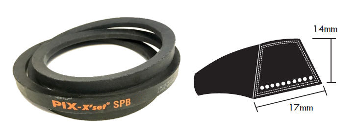 SPB1250 PIX SPB Section V Belt, 17mm Top Width, 14mm Thickness, Inside Length 1222mm