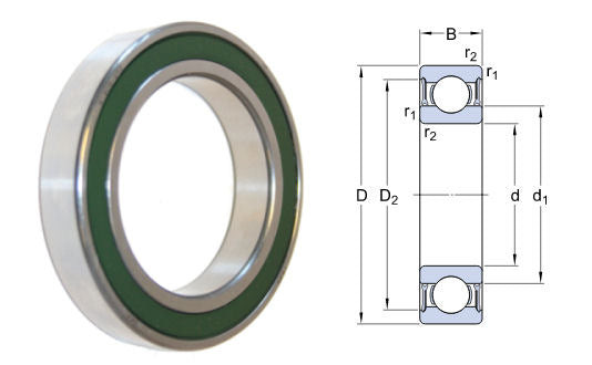 61806-2RZ SKF Deep Groove Ball Bearing with Low Friction Seals 30x42x7mm