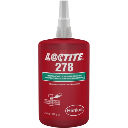 Loctite 278 Green, High Strength, High Temp, Medium Viscosity Methacrylate-Based Threadlocking Adhesive 250ml