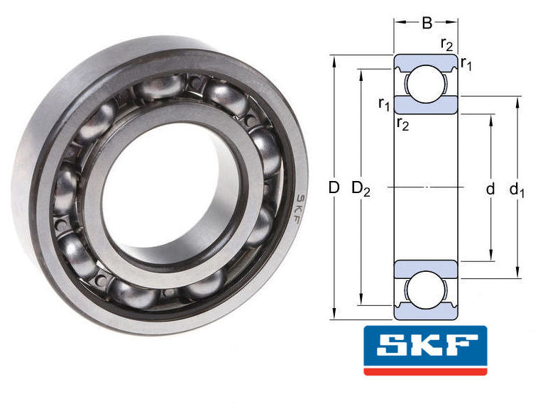 6411 SKF Open Deep Groove Ball Bearing 55x140x33mm