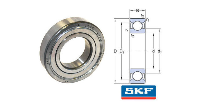 6200-2Z/GJN SKF Shielded High Temperature Deep Groove Ball Bearing 10mm inside x 30mm outside x 9mm wide