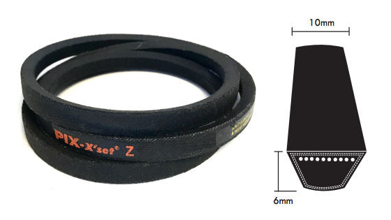 Z16 PIX Z Section V Belt, 10mm Top Width, 6mm Thickness, Inside length 410mm