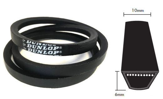 Z16 Dunlop White Z Section V Belt, 10mm Top Width, 6mm Thickness, Inside Length 406mm