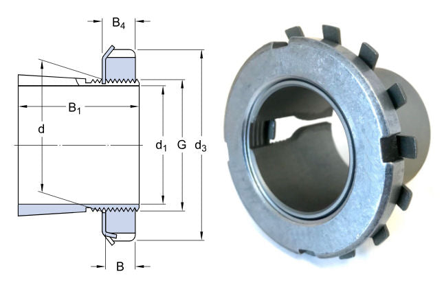 H2312 Budget Brand Adapter Sleeve 55mm Bore - Diagram