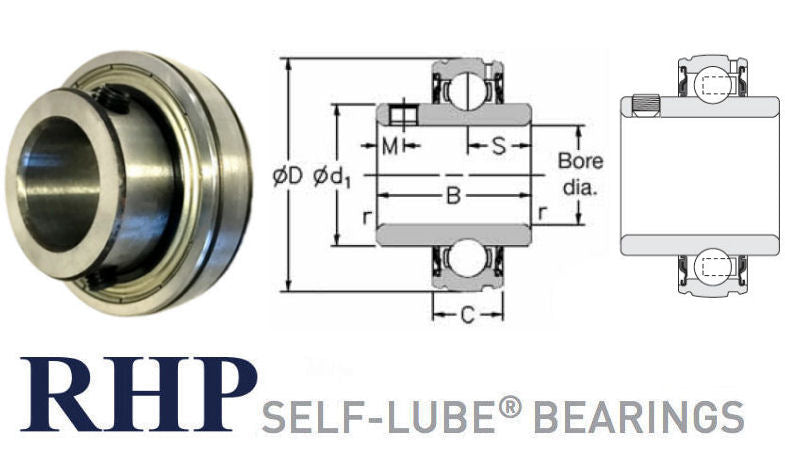 1030-1.1/4G RHP Spherical Outside Bearing Insert 1.1/4 inch Bore with Diagram