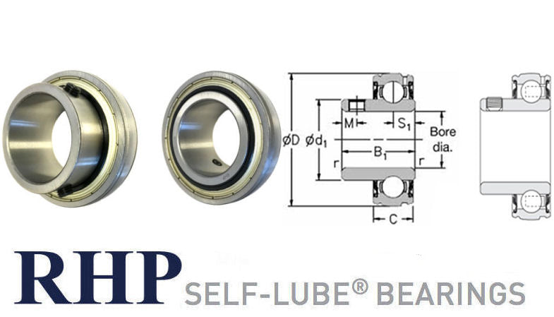 1235-1.7/16G RHP Flat Back Spherical Outer Bearing Insert 1.7/16 inch Bore