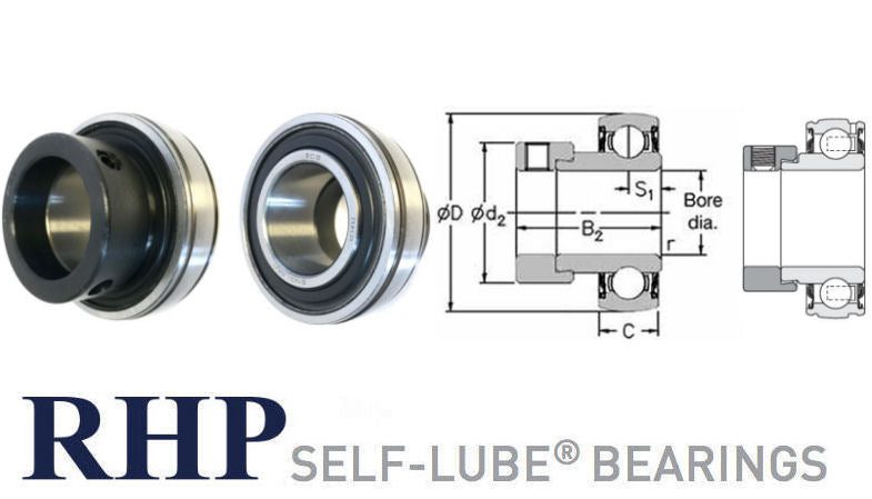 1235-1.3/8ECG RHP Flat Back Spherical Outer Bearing Insert with Eccentric Collar Lock 1.3/8 inch Bore