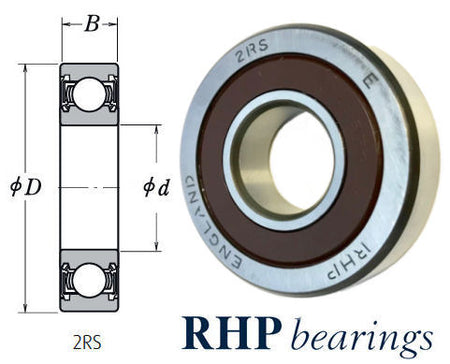 LJ1.1/4-2RSJ RHP Sealed Deep Groove Ball Bearing 1.1/4x2.3/4x11/16 inch