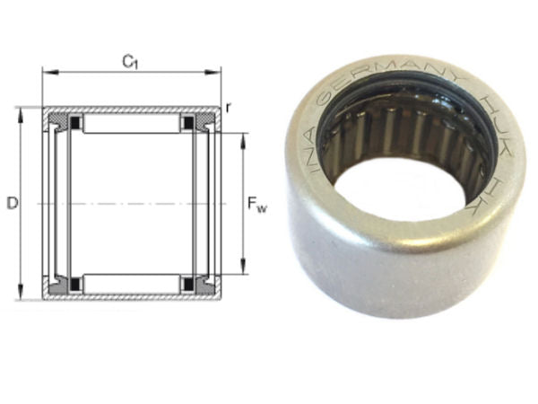 HK2524-2RS INA Sealed Drawn Cup Needle Roller Bearing 25x32x24mm