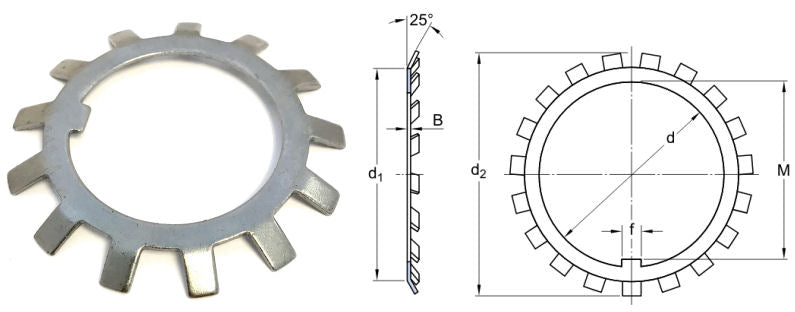 MB9 Budget Brand Locking Washer 45mm Bore - Diagram