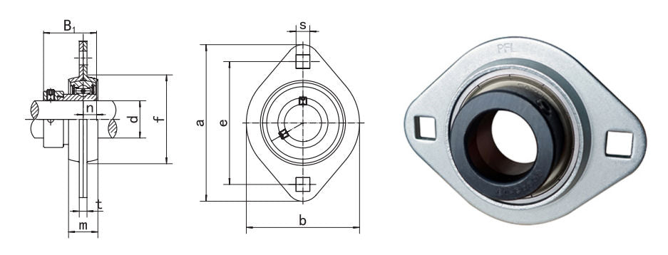 SAPFL204 BKL Brand 2 Bolt Pressed Steel Flange Bearing Unit 20mm Bore with Eccentric Collar Lock