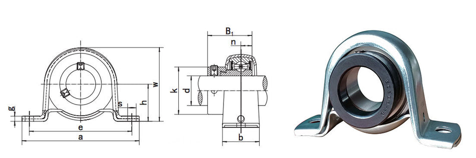 SAPP206-19 Budget Brand Pressed Steel Pillow Block Bearing 1.3/16 Inch Bore with Eccentric Collar Lock