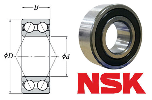 3200B-2RSTN NSK Double Row Angular Contact Ball Bearing 10x30x14mm