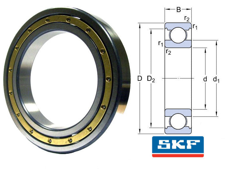 6036 M/C3 SKF Open Deep Groove Ball Bearing With Brass Cage 180x280x46mm