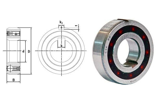 CSK8PP Budget Brand Sprag Clutch Bearing with Internal and External Keyways 8x22x9mm