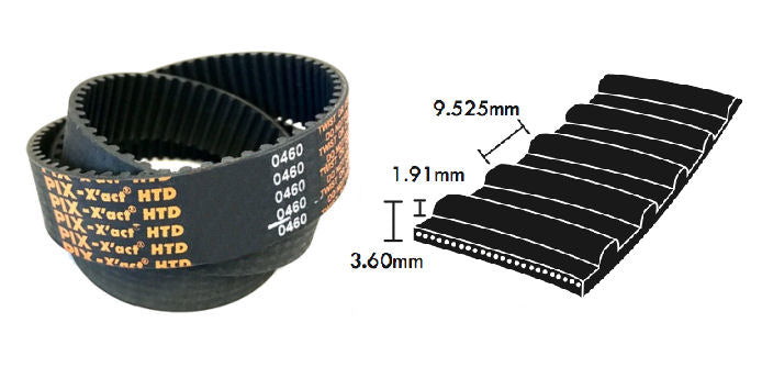 187L025 PIX Classical Timing Belt, 18.7" (474.98mm) Length, 1/4" (6.35mm) Wide, 3/8" (9.53mm) Pitch, 50 Teeth