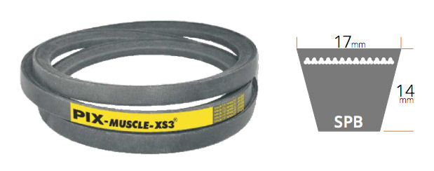 SPB2500 PIX SPB Section Muscle XS3 V Belt, 17mm Top Width, 14mm Thickness, Inside Length 2472mm