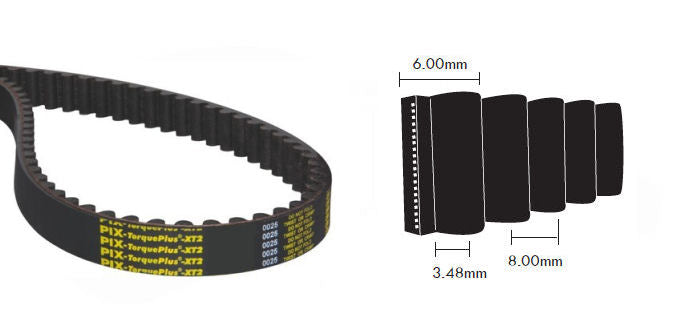 1040-8M-20 PIX HTD High Power Timing Belt, 1040mm Length, 20mm Wide, 8mm Pitch, 130 Teeth