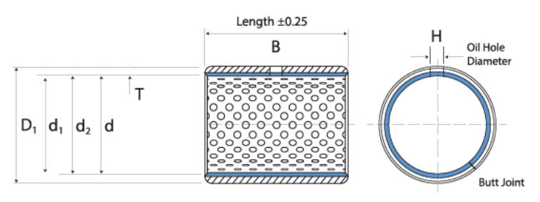 MB1015X Wrapped Acetal Lined Plain Bearing 10x12x15mm