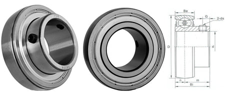 SB209-28 Budget Brand Flat Back Spherical Outer Bearing Insert 1.3/4 inch Bore
