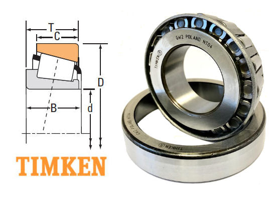 JP14049/JP14010 Timken Tapered Roller Bearing 140x195x29mm - Diagram