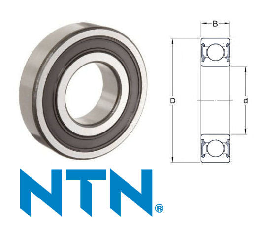 62/22LLU NTN Sealed Deep Groove Ball Bearing 22x50x14mm