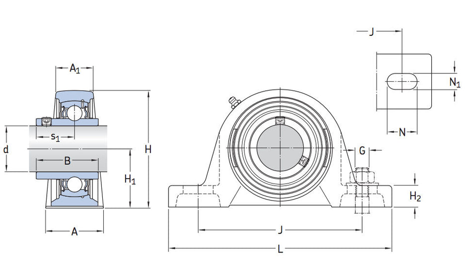 SY65TF SKF 2 Bolt Plummer Block Y Bearing with Grub Screws 65mm