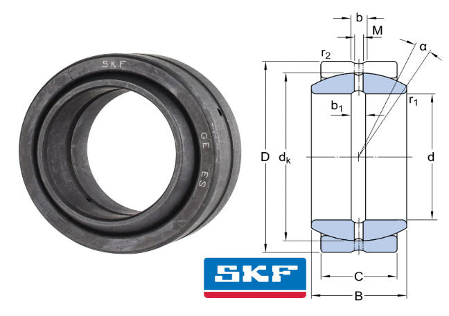 GE15ES SKF Spherical Plain Bearing Steel/Steel 15x26x12mm