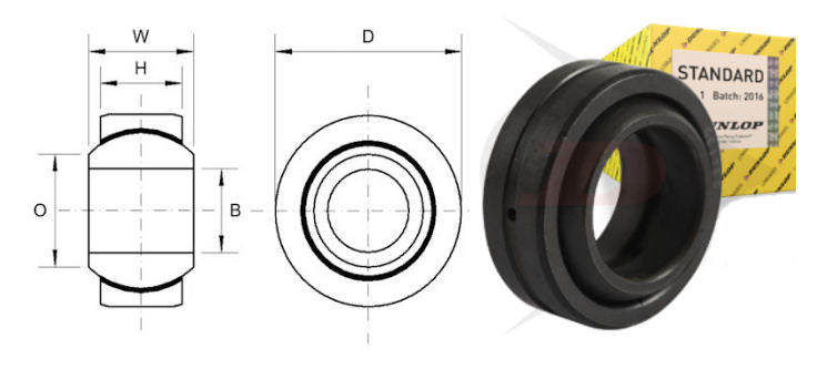 GE15ES Dunlop Spherical Plain Bearing Steel/Steel 15x26x12mm