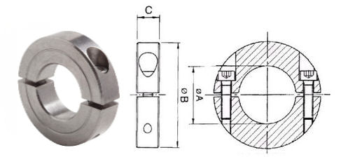 CADB25ST Stainless Steel Double Split Shaft Collar 25x45x15mm