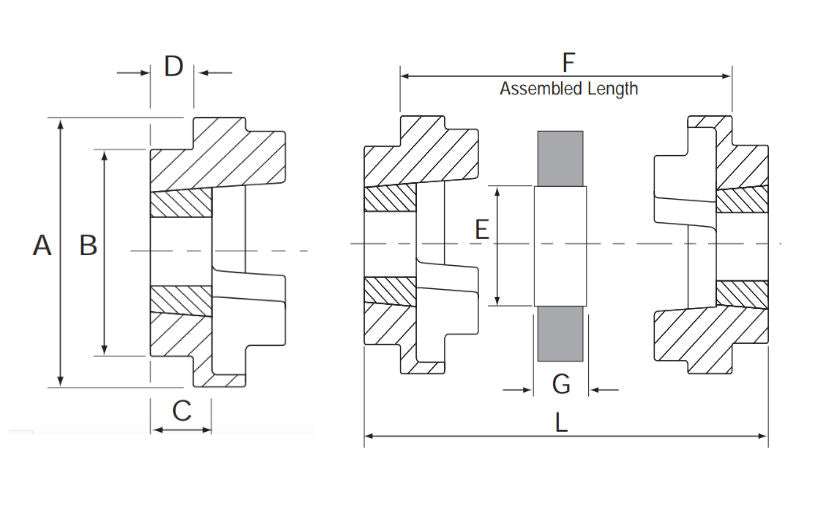 HRC90 F Challenge HRC Coupling Half Inner Facing Taper Bore