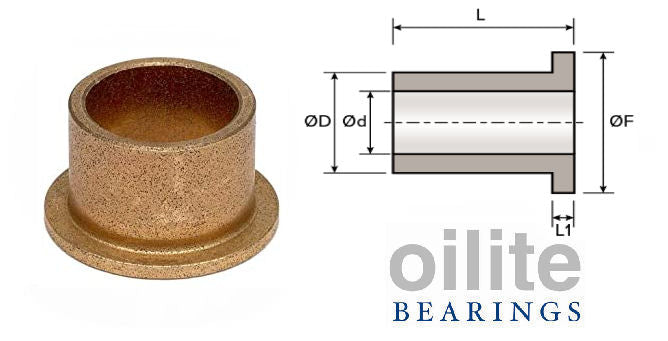 AL0408-04 Flanged Oilite Bearing 4x8x4mm