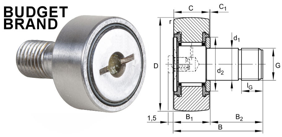 KR16 PP Budget Brand Cam Follower 16x11x6mm M6 Thread