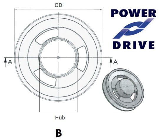 SPZ080-1 80mm Pitch Diameter 1 Groove Blank Bored Aluminium Pulley