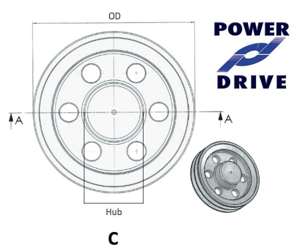 SPA120-2 120mm Pitch Diameter 1 Groove Blank Bored Aluminium Pulley