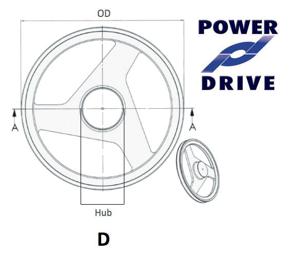 SPA220-1 220mm Pitch Diameter 1 Groove Blank Bored Aluminium Pulley