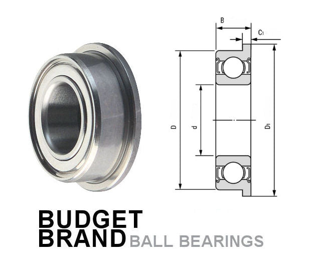 F691X-2Z Budget Brand Flanged Shielded Deep Groove Ball Bearing 1.5x5x2.6mm