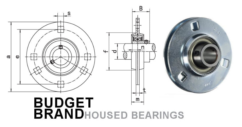 SBPF207-20 Budget Brand 3 Bolt Pressed Steel Round Bearing 1.1/4 inch Bore