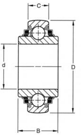 W208PPB13 Disc Harrow Square Bore Spherical O.D Non Relubricatable Bearing 0.875x3.1496x1.438 inch