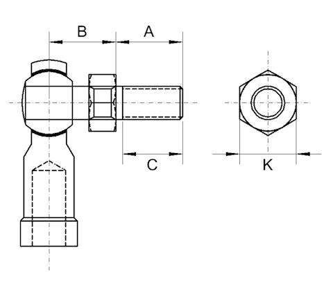 FPL-M12S Dunlop Left Hand Metric Steel-Nylon Female Rod End with Stud M12x1.75 Thread