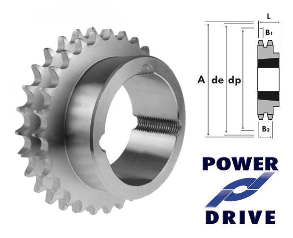 17 Tooth 06B Duplex Taper Sprocket to suit 3/8 Inch Pitch Chain