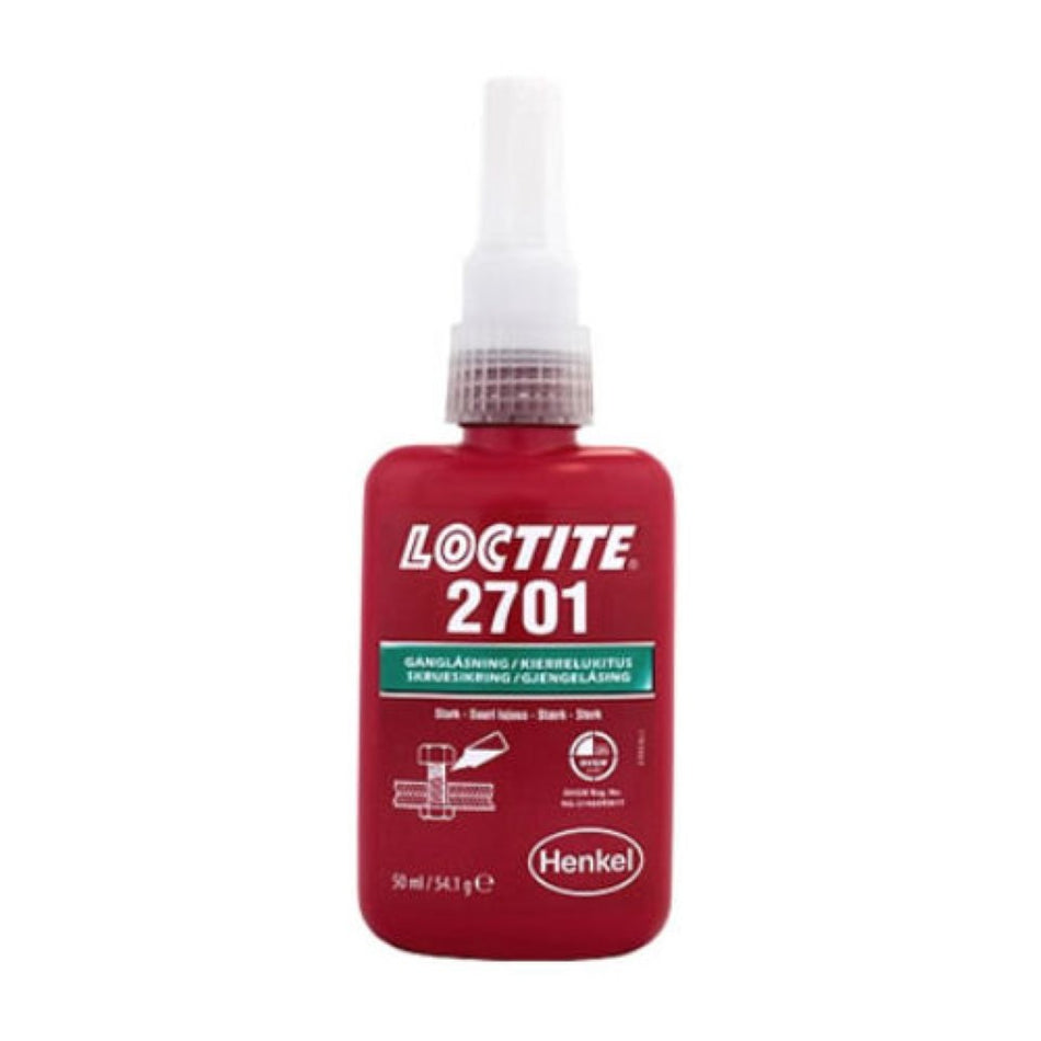 Loctite 2701 High Strength, Low Viscosity, Green, Threadlocking Adhesive 50ml