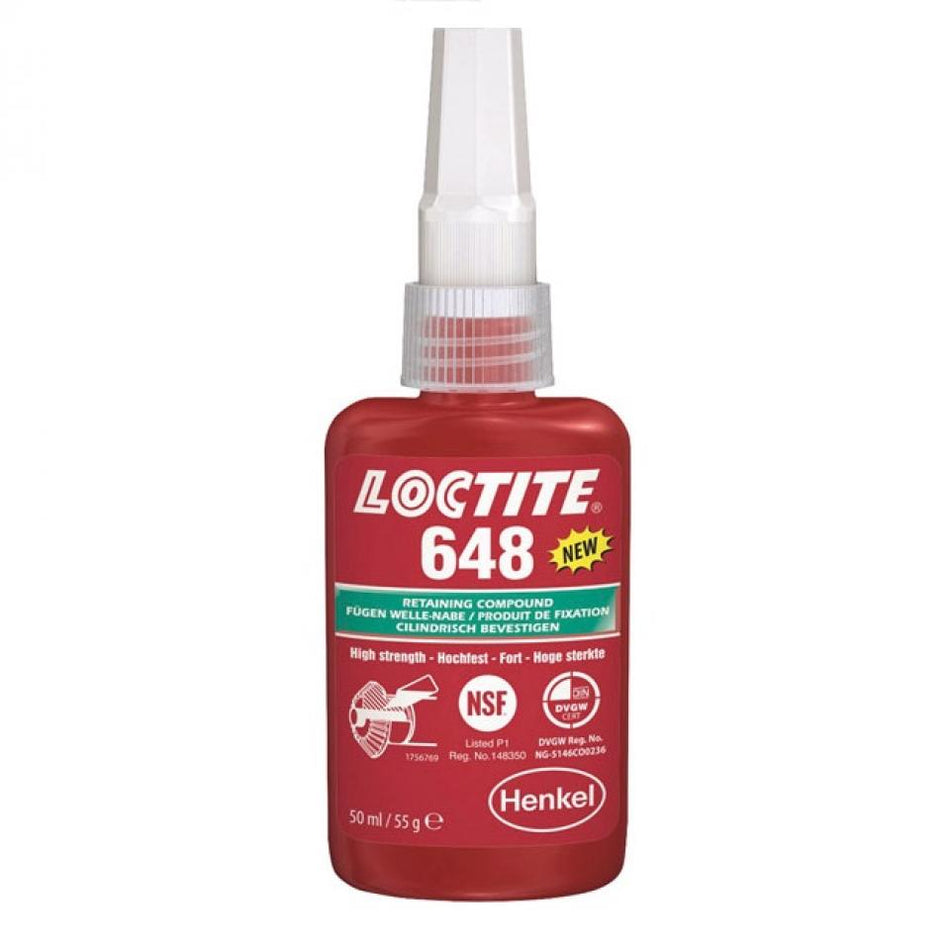 Loctite 648 Low Viscosity, High Strength Retaining Compound with High Temperature Resistance 50ml