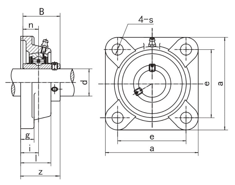 UCF201 BKL Brand 4 Bolt Flange Bearing 12mm Shaft