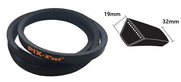 D104 PIX D Section V Belt, 32mm Top Width, 19mm Thickness, Inside length 2650mm