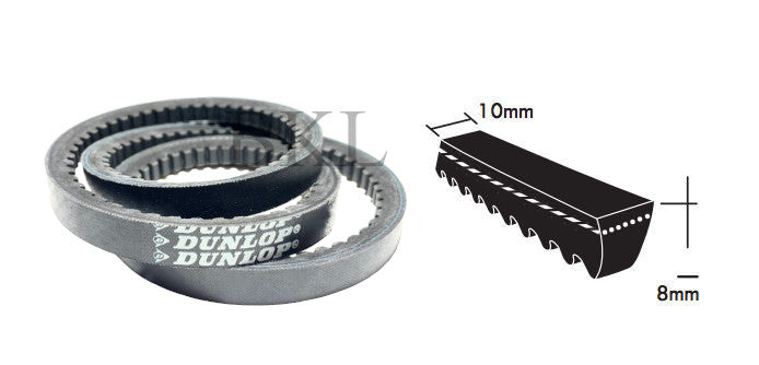 XPZ1020 Dunlop XPZ Section V Belt, 10mm Top Width, 8mm Thickness, 1020mm Pitch Length