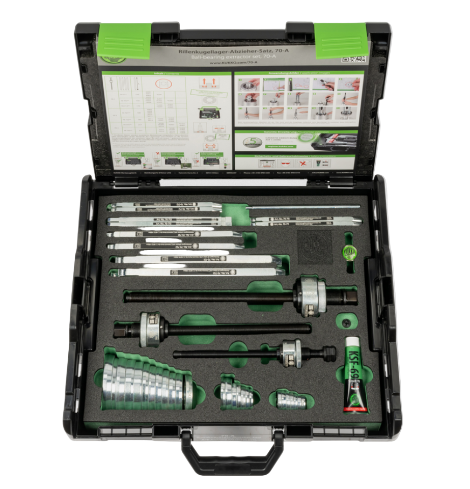 70-A Kukko Ball Bearing Extractor Set for Deep Groove Ball Bearings