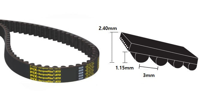 312-3M-9 PIX HTD High Power Timing Belt, 312mm Length, 9mm Wide, 3mm Pitch, 104 Teeth